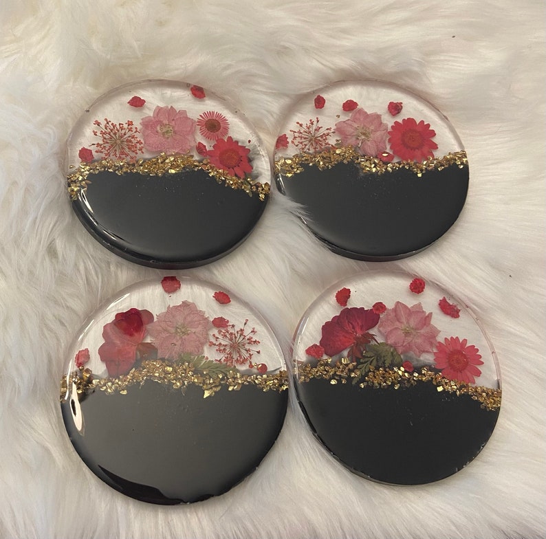 Pressed Floral Elegance Coaster Set