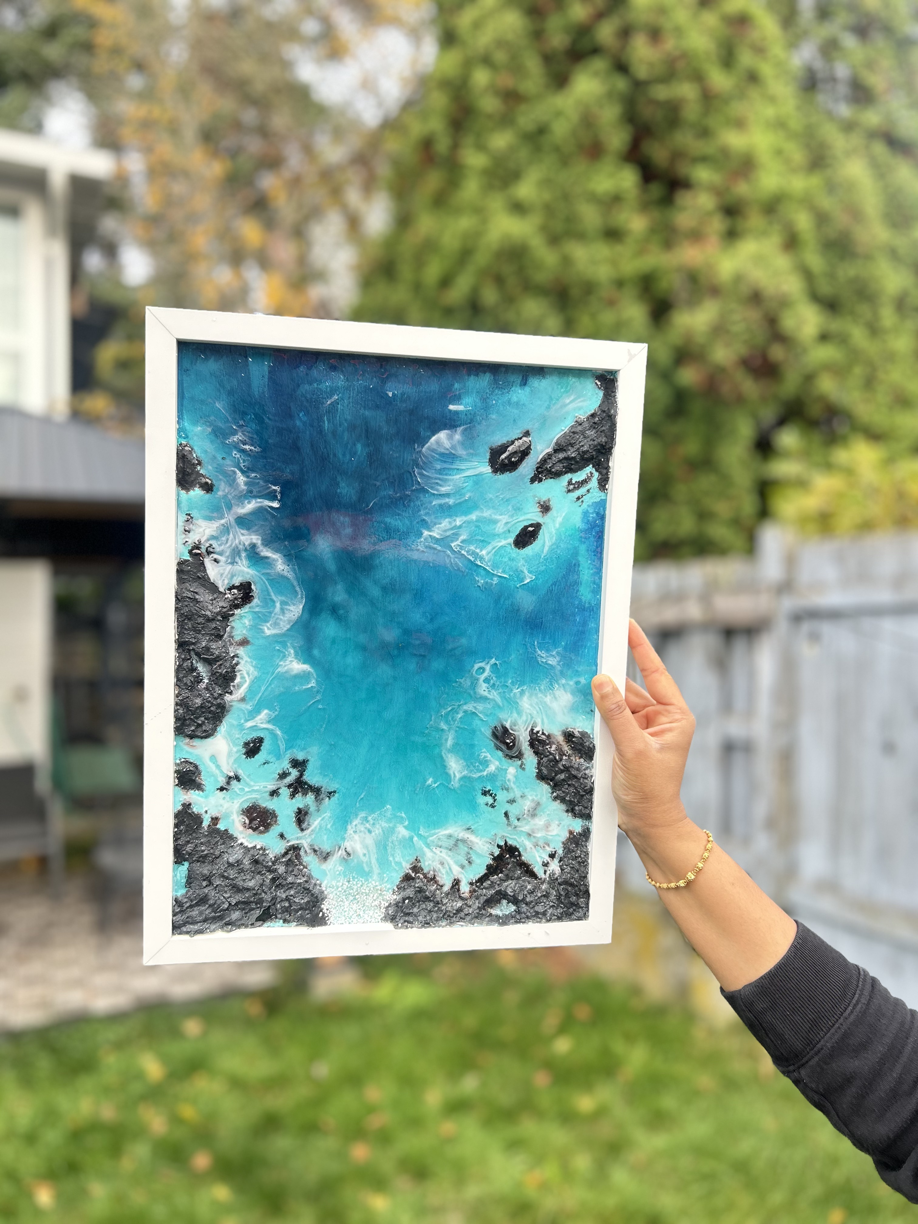 Turquoise Blue Coastal Wall Art - View 2