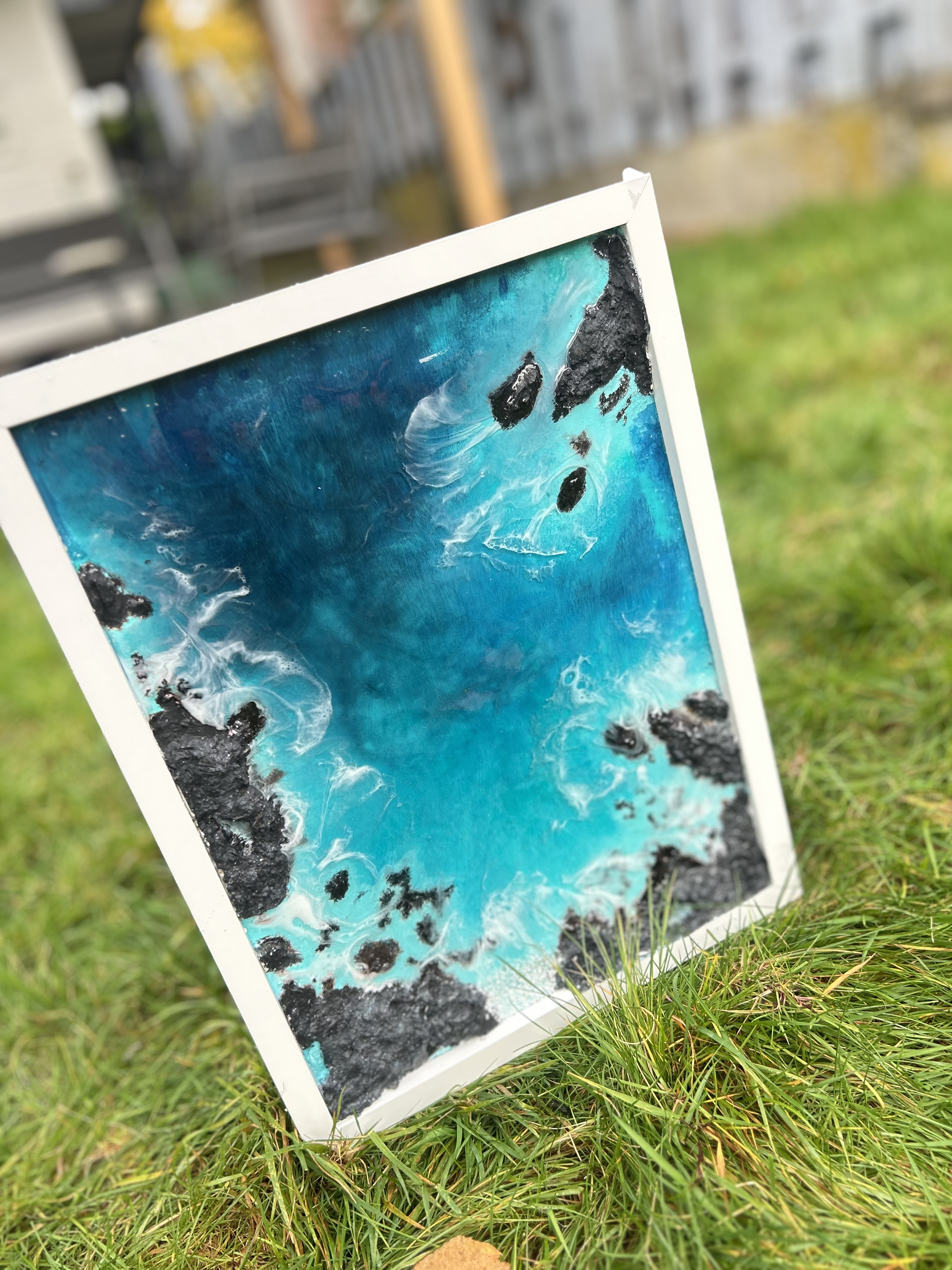 Turquoise Blue Coastal Wall Art - View 4