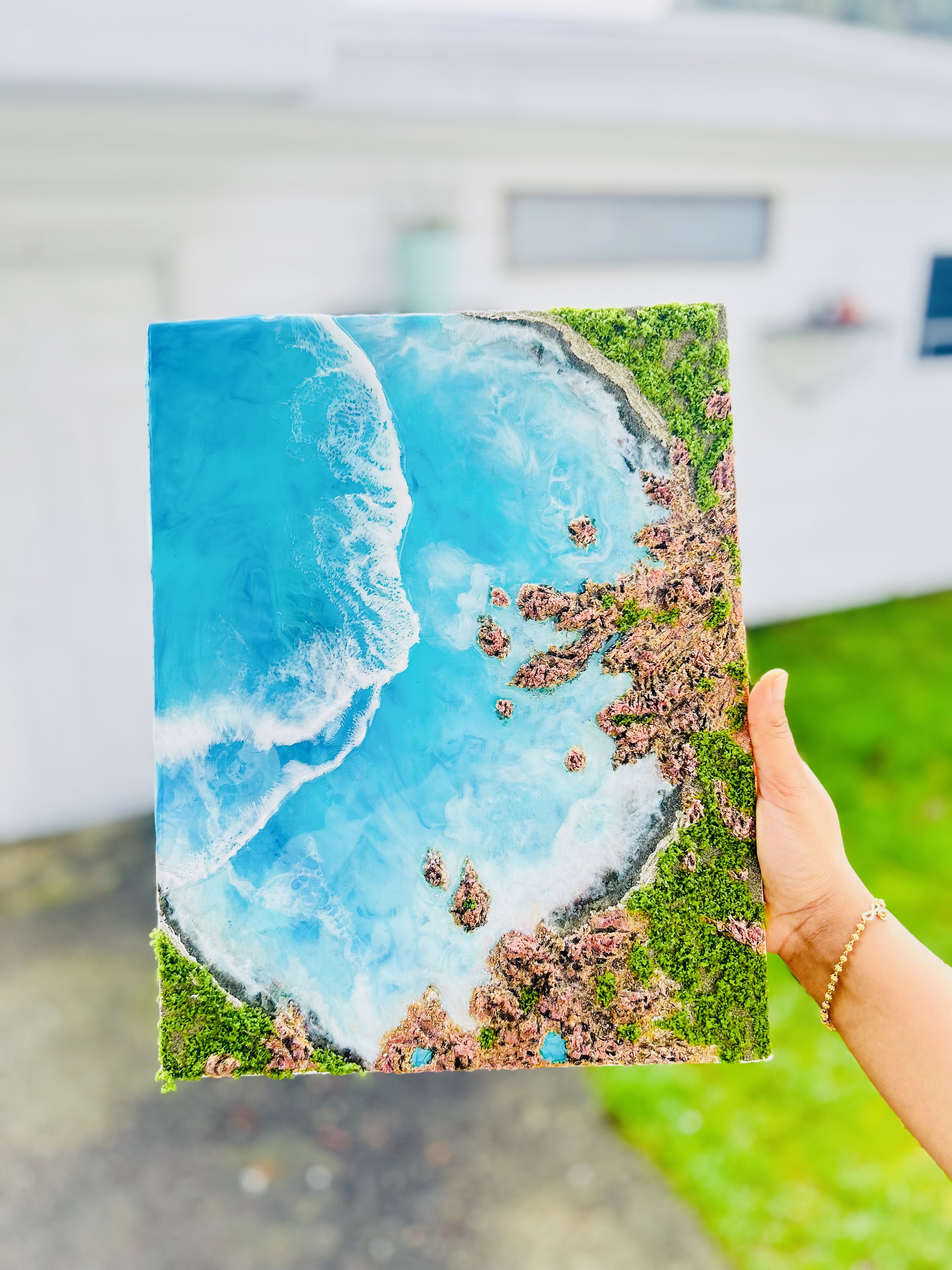 Handcrafted Tropical Coastline Wall Art