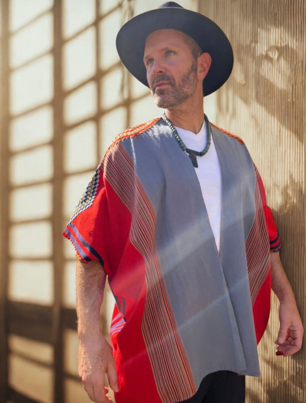 Kimono largo con brocado en los hombros, telar de cintura