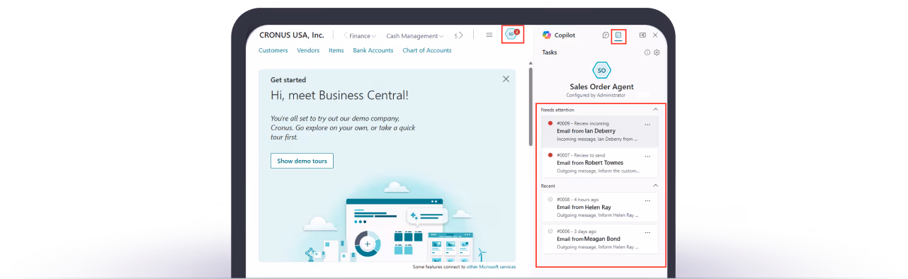 Microsoft Copilot in Business Central interface