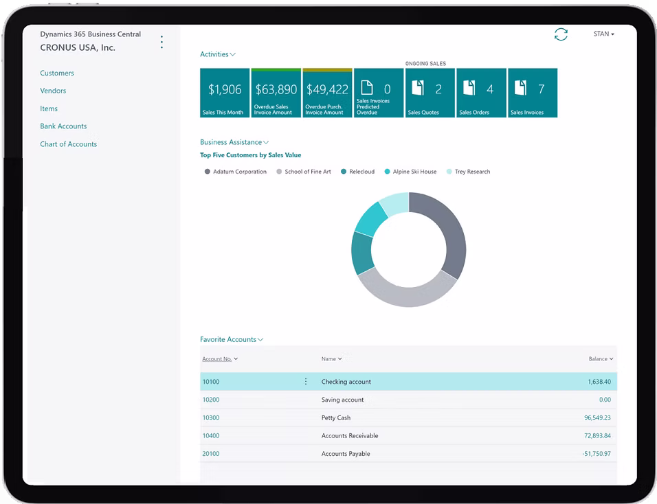 Business Central iPad Interface