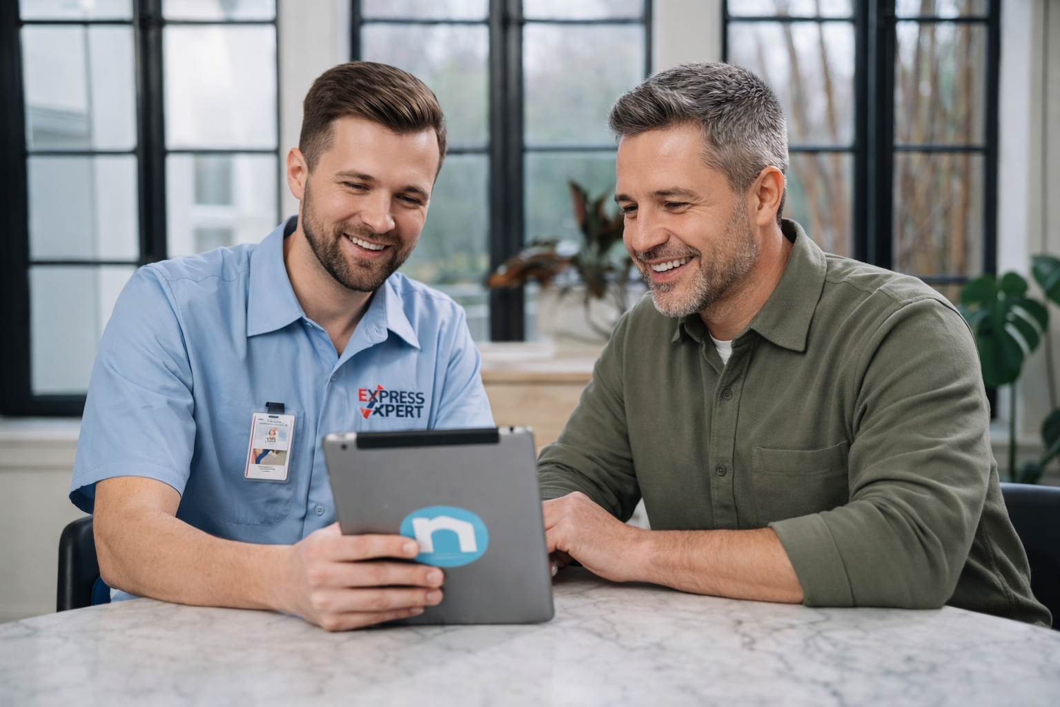 Express Xpert appliance repair specialist assisting a homeowner in South Florida