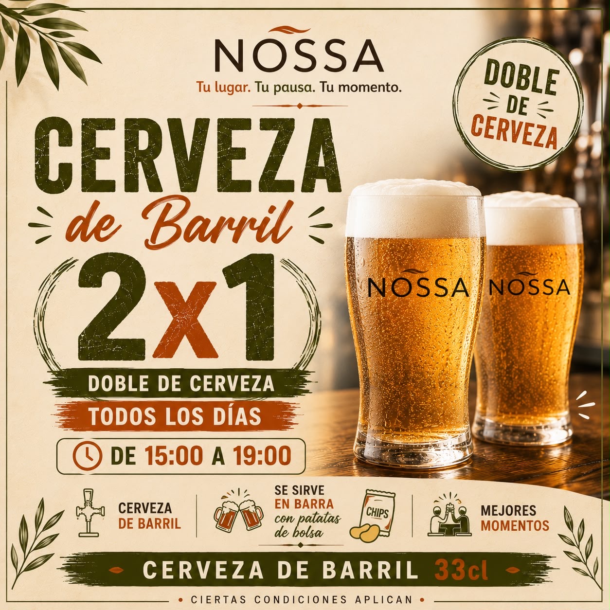 Cerveza de barril 2x1