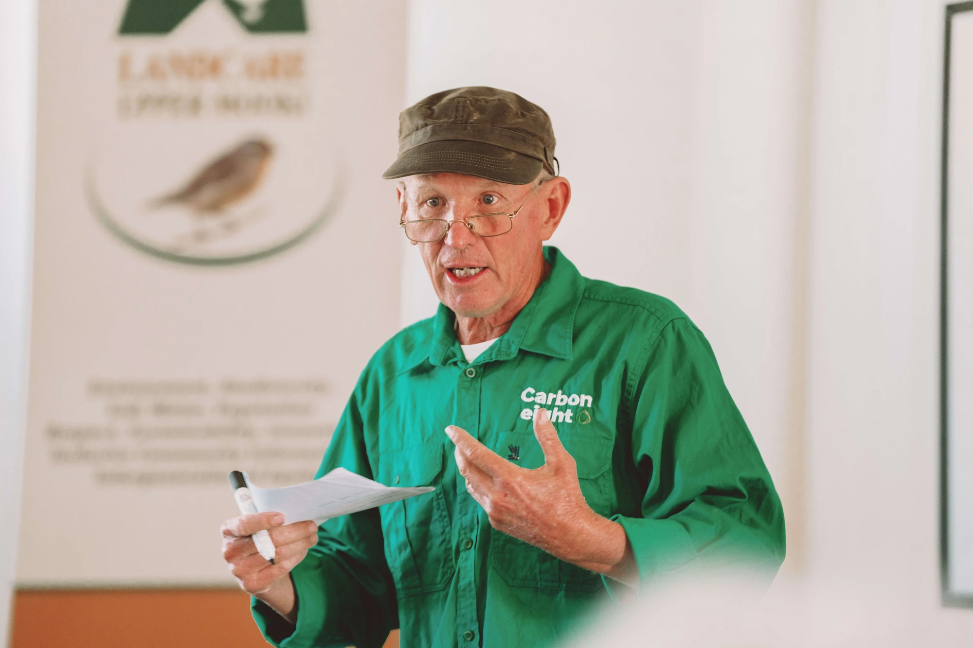A Carbon8 farmer speaking at a field day