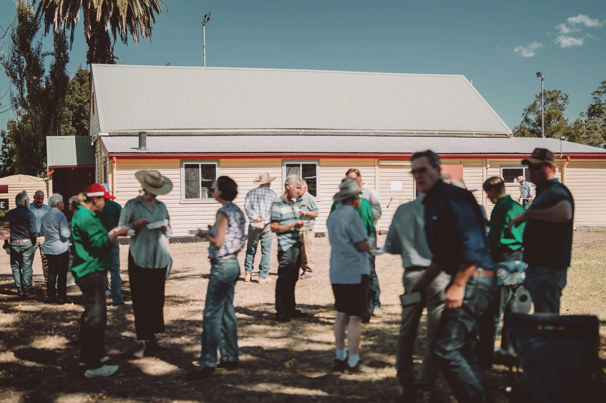 Community outside hall