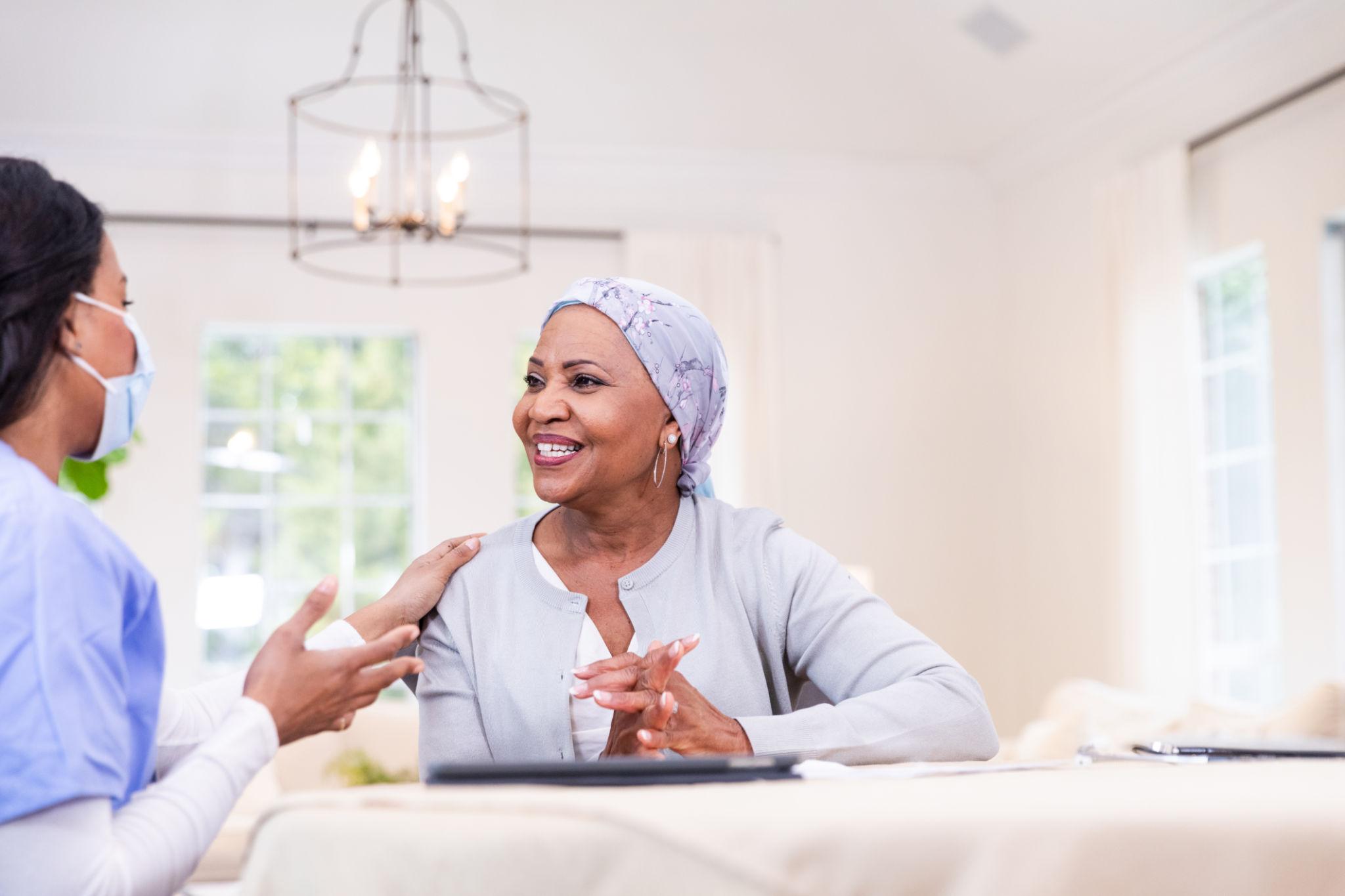 A caregiver and patient sharing a quiet moment together