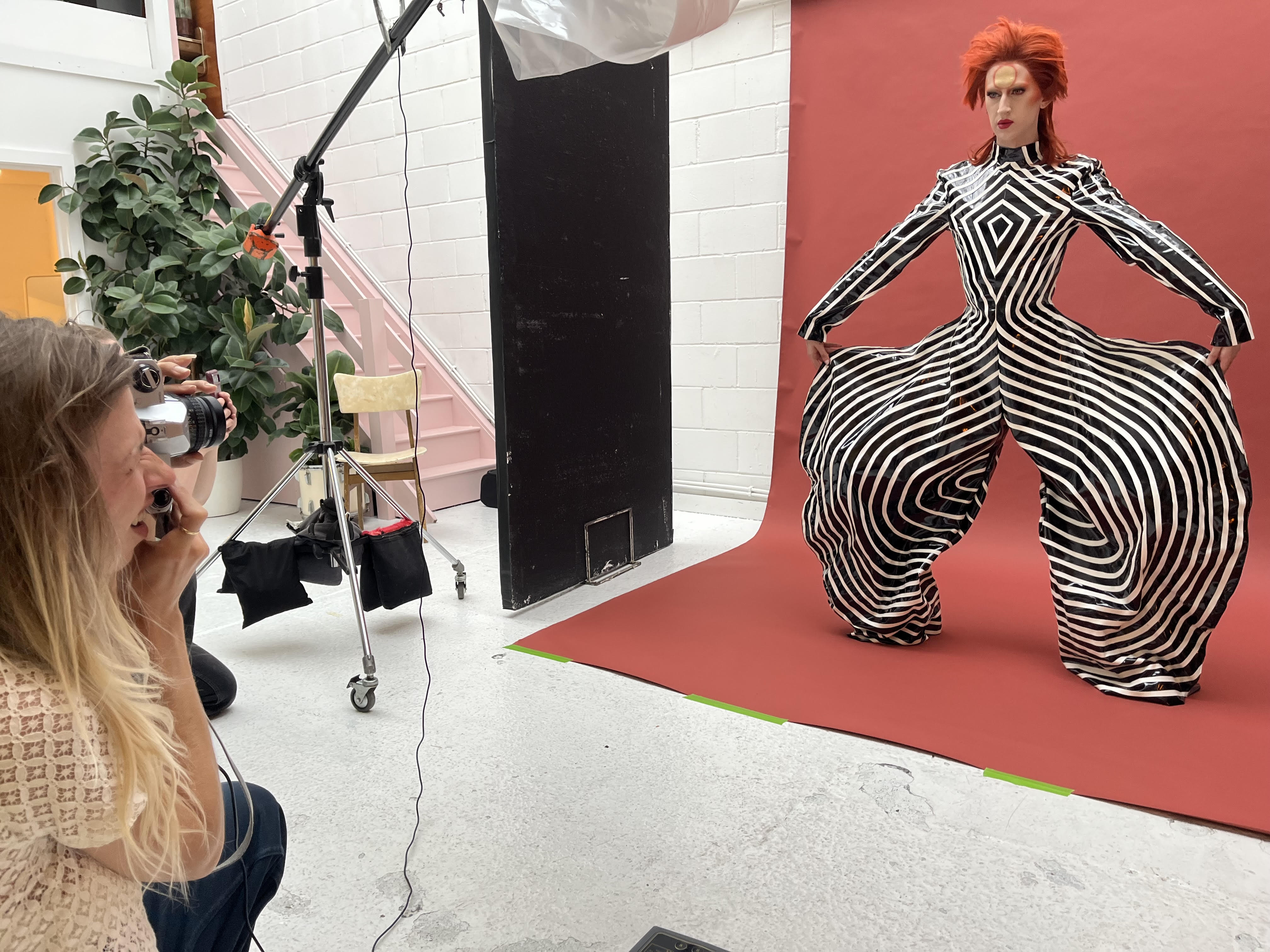 Editorial fashion shoot in progress at Peanut Factory Studio, East London