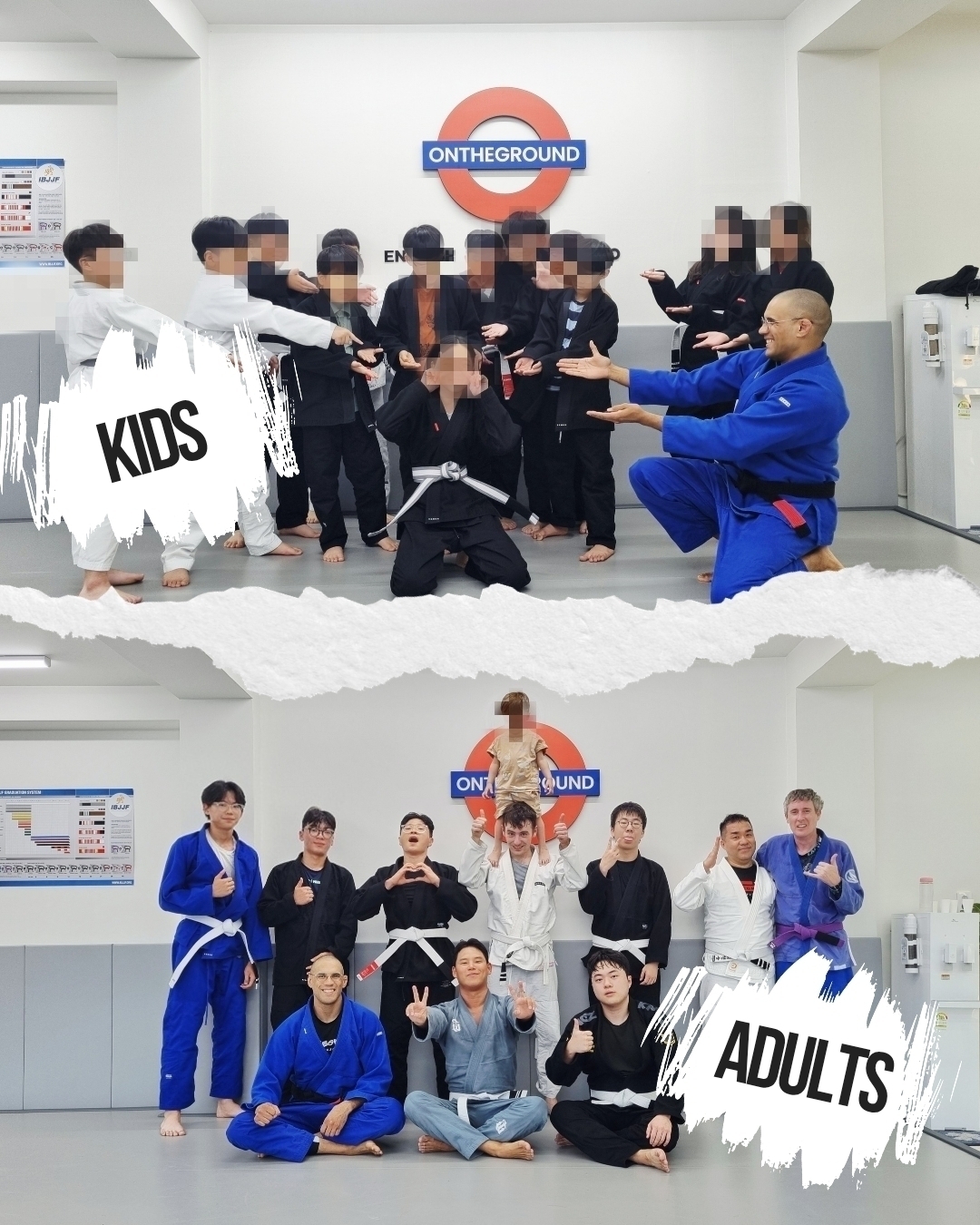 온더그라운드 주짓수 어린이 수업 모습