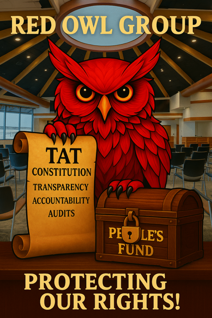 Red Owl Group poster — Protecting Our Rights: TAT Constitution, transparency, accountability, audits, and the People's Fund