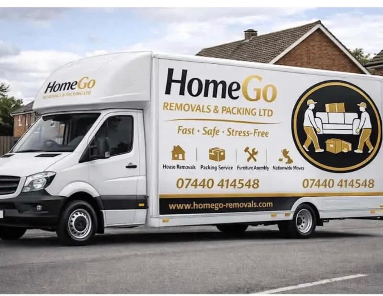 HomeGo van at a Milton Keynes bungalow — local grid-road route