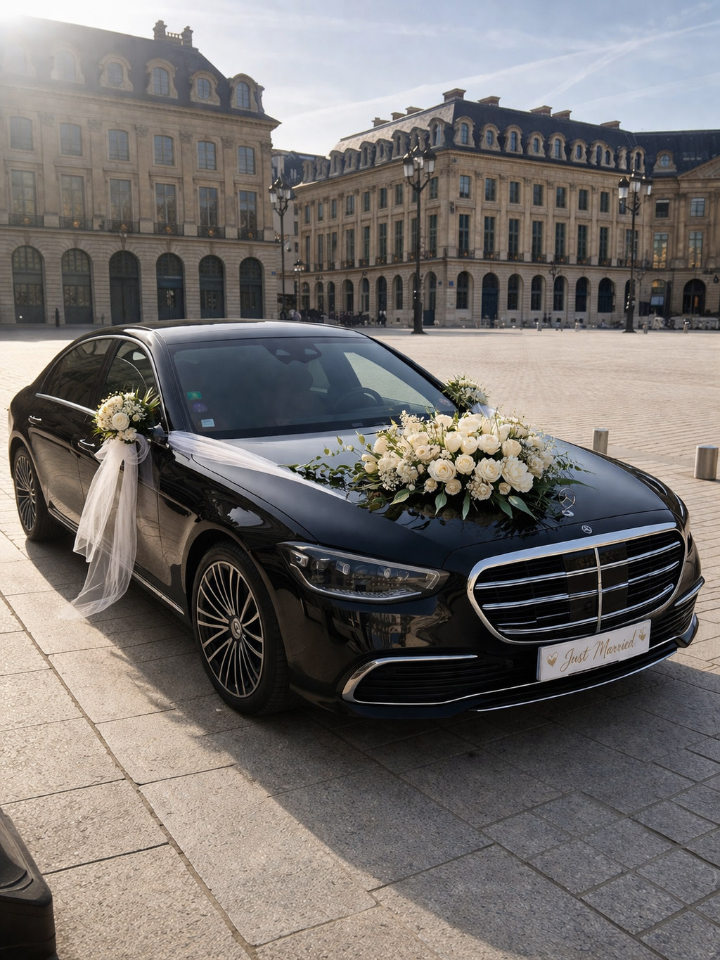 Mercedes Classe S décorée pour un mariage — ALTURA Paris