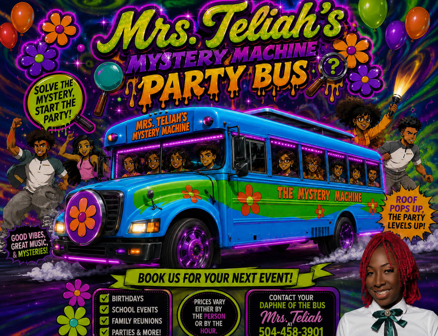 Mrs. Teliah's Mystery Machine Party Bus