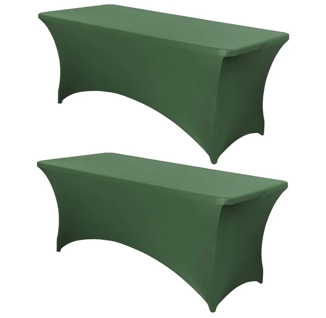 6ft Rectangle Table Cover rental - Premium spandex cover for 6ft rectangular tables - green shown | Thomas Party & Decor Havertown PA