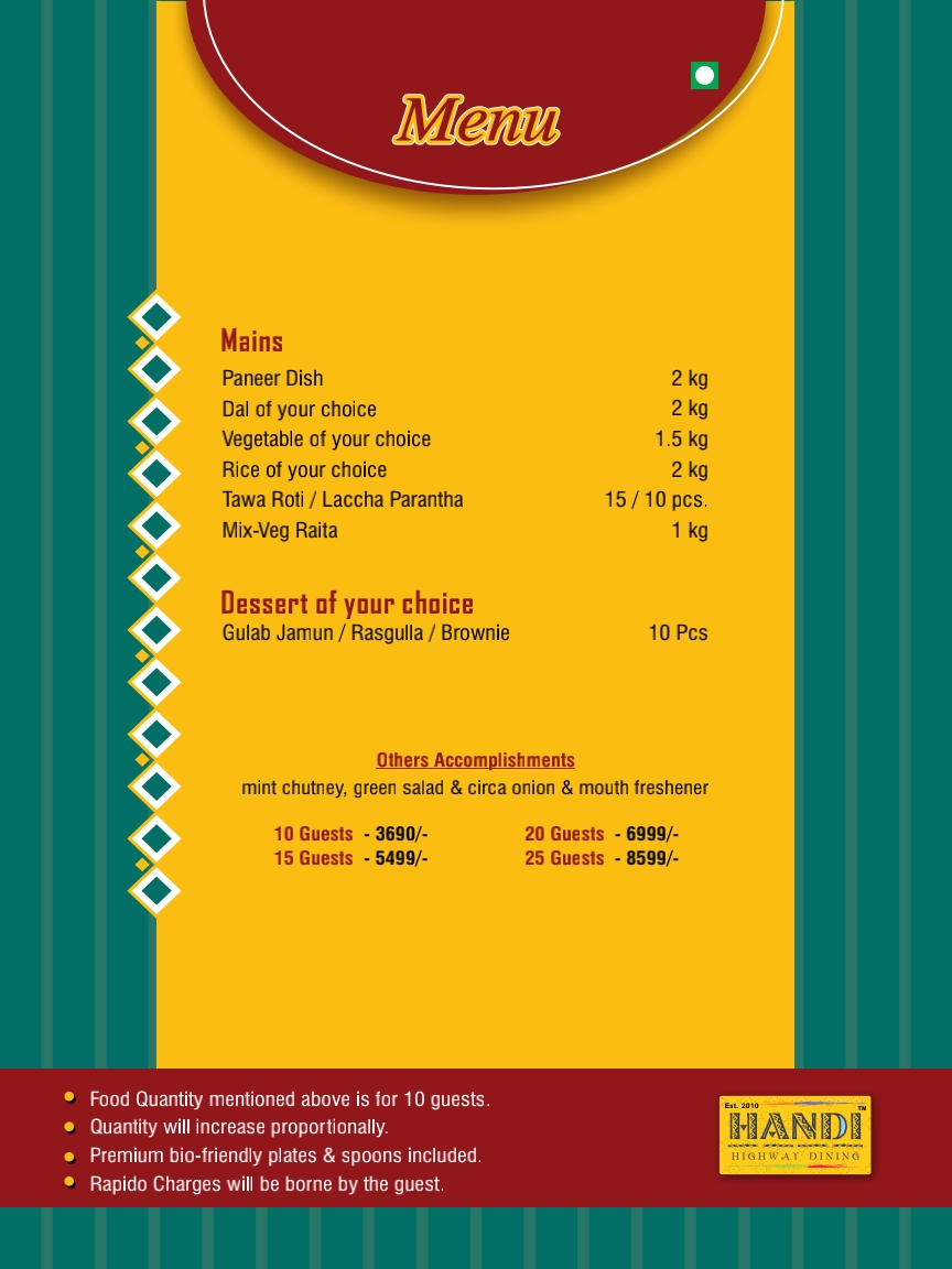 Veg Mains Package - ₹3690