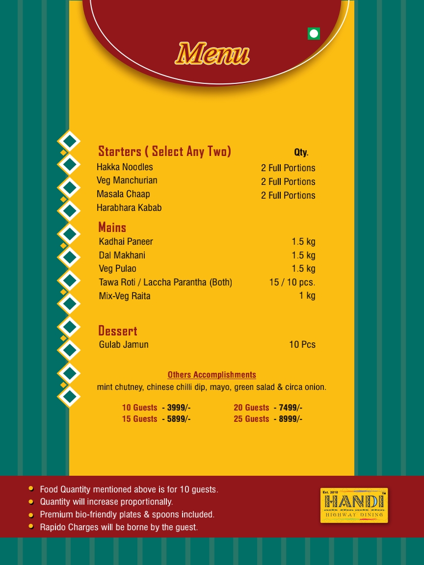 Starters + Mains Package - ₹3999