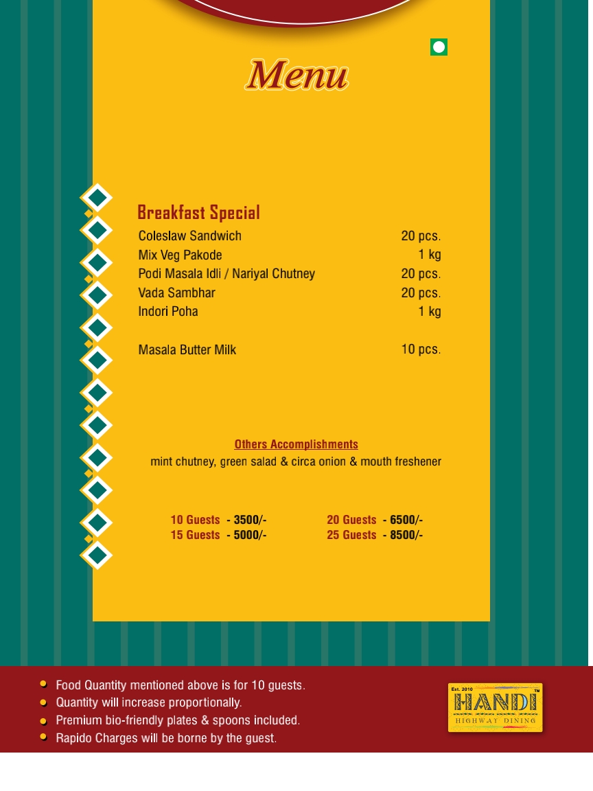 Breakfast Special - ₹3500