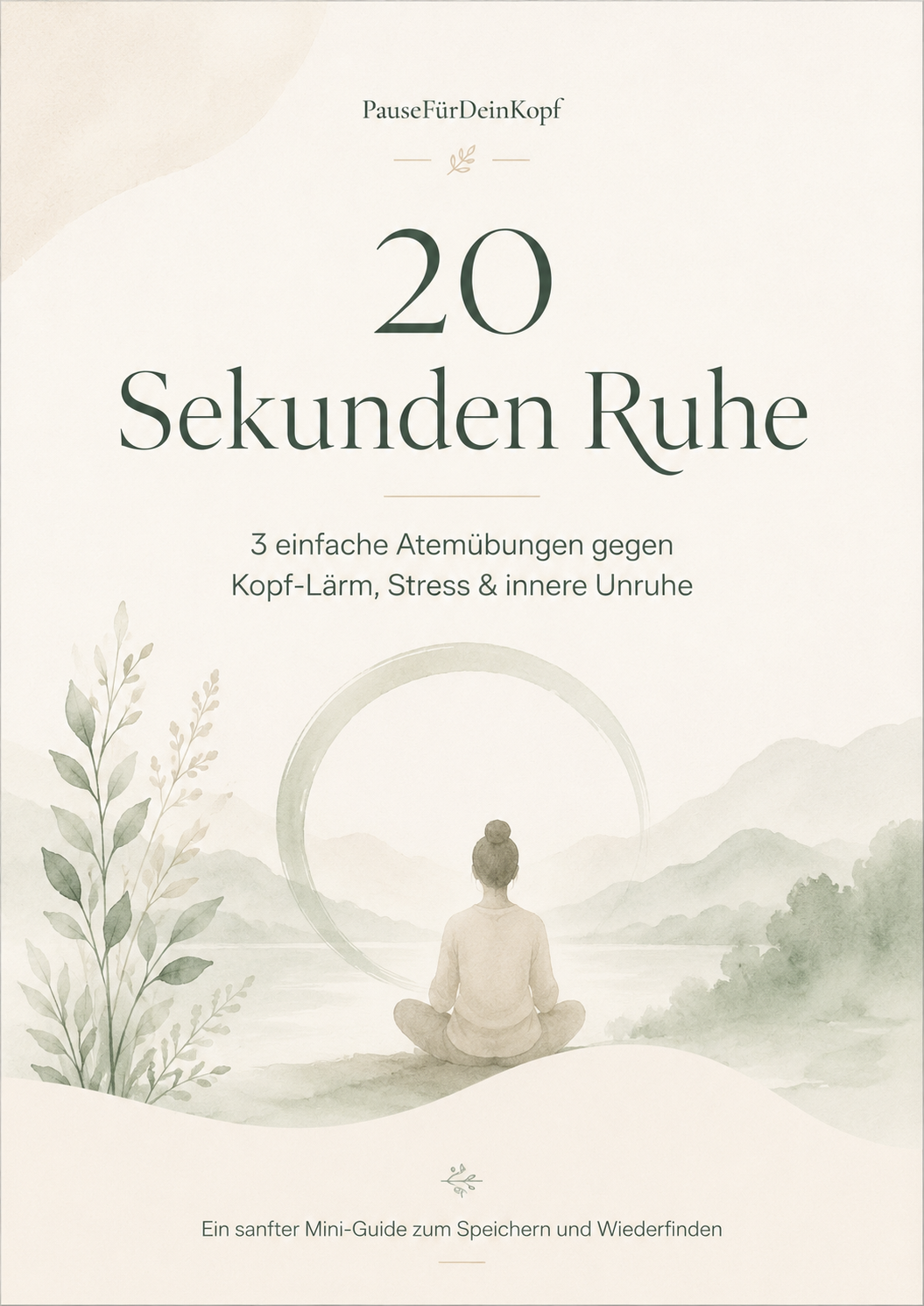 Cover des kostenlosen PauseFürDeinKopf Mini-Guides 20 Sekunden Ruhe