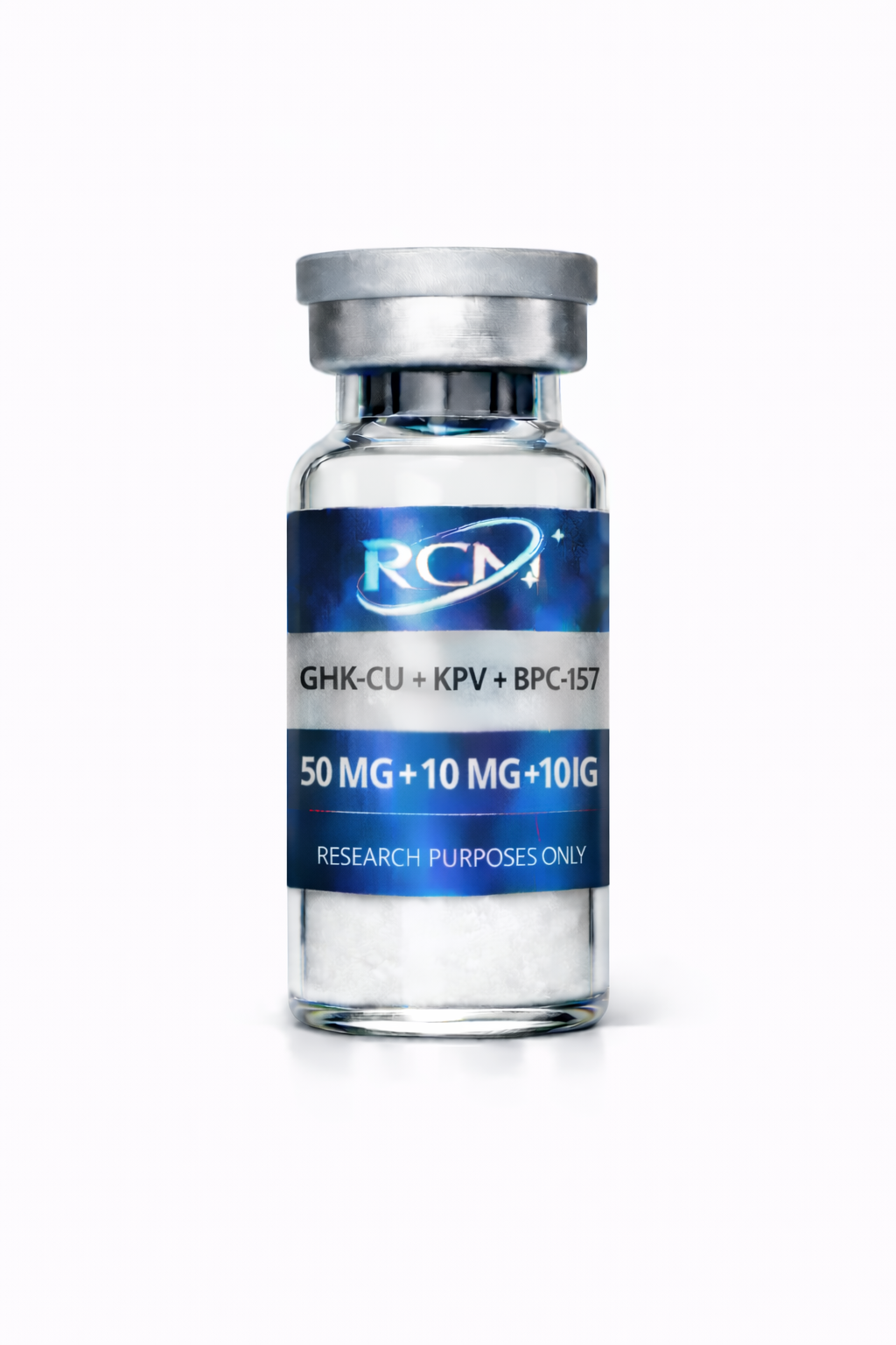 "KLOW" GHK-CU + KPV + BPC-157 research peptide vial by RCM Biosciences