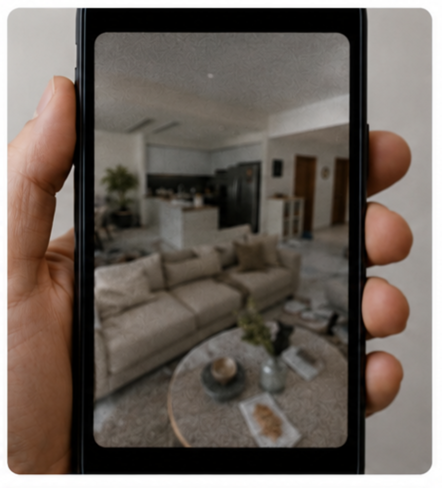 2 of 6 — A phone framing the room for capture