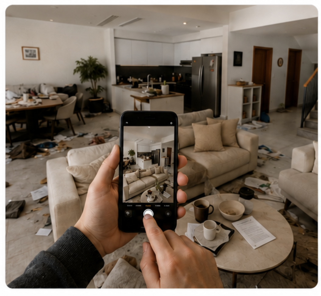 1 of 6 — Cluttered home interior before staging