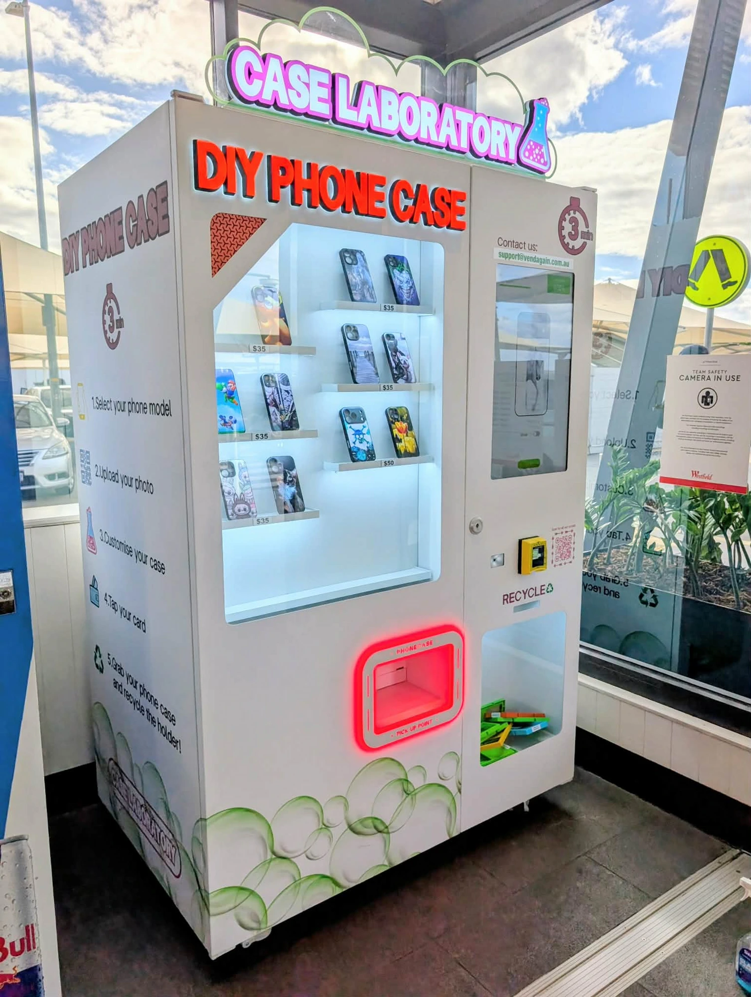 Vendagain Case Laboratory phone case vending machine in a Perth shopping centre