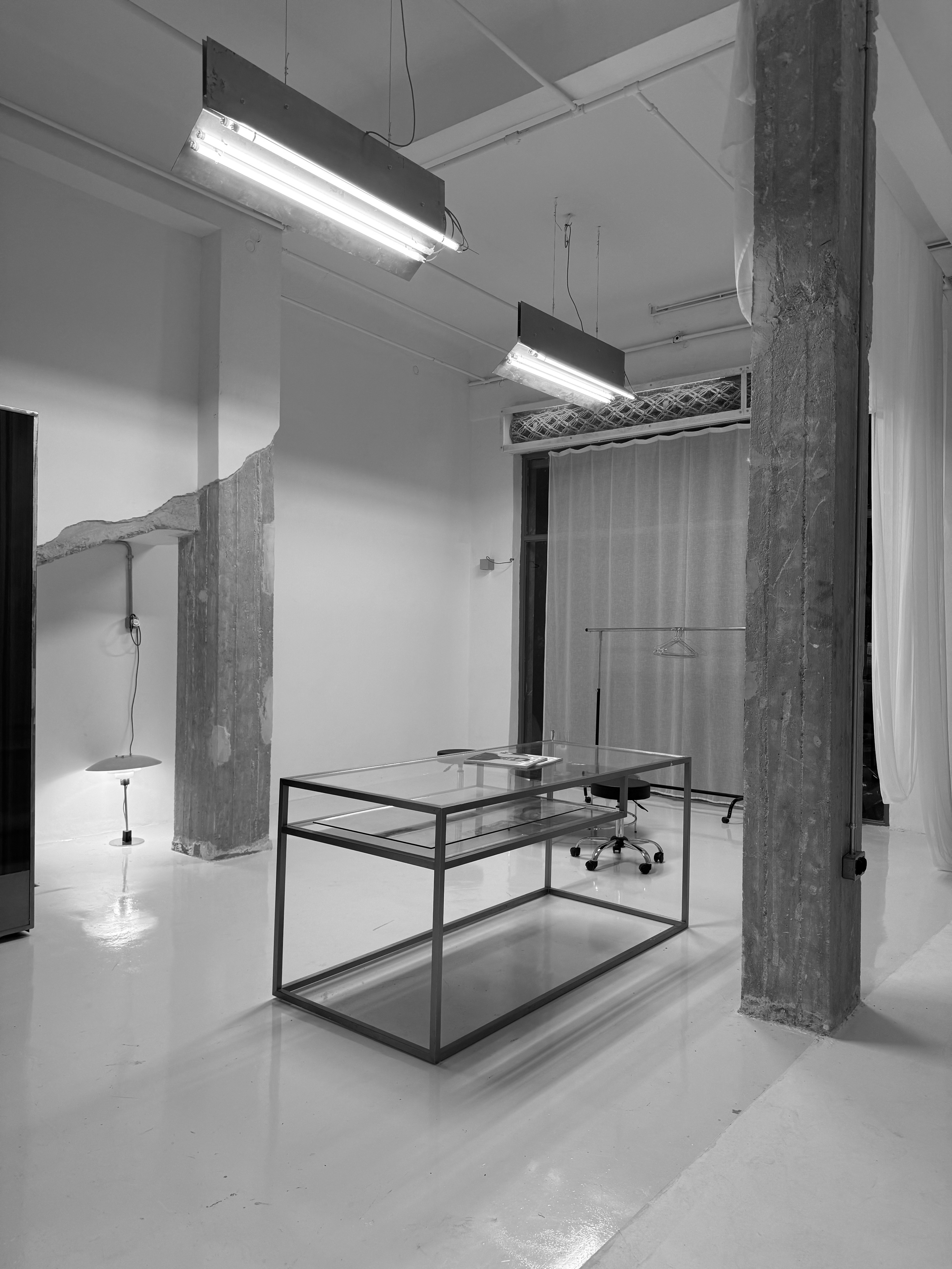 Studio space with softboxes and white cove