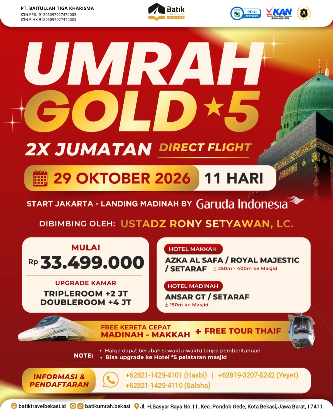 Umrah GOLD 2X JUMAT + KC + Thaif