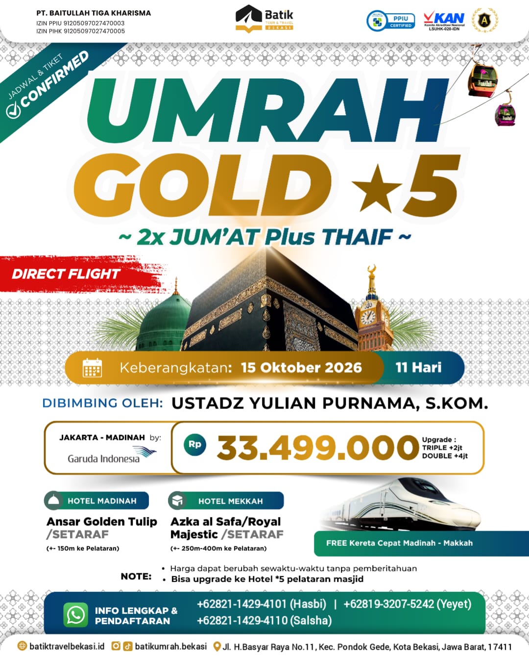 Umrah GOLD 2X JUMAT + KC + Thaif