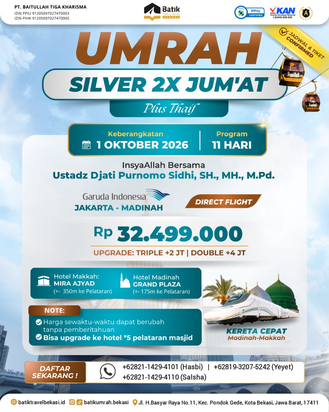 Umrah SILVER 2X JUMAT + Kereta Cepat + Thaif