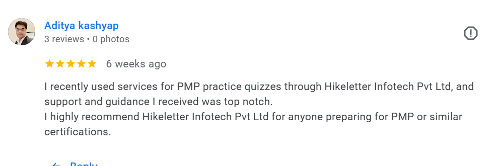 Google review from Aditya kashyap (5★) — top notch support and guidance