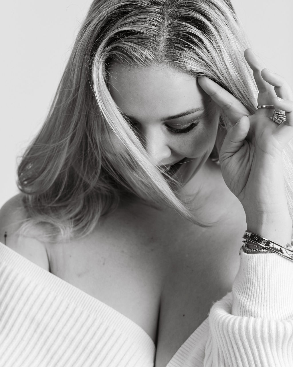 Editorial — black and white intimate portrait