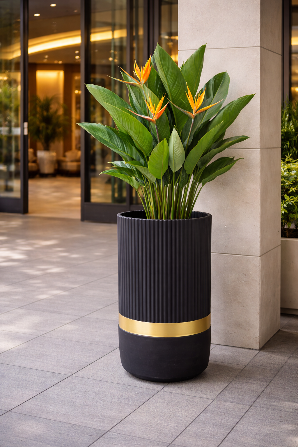 Tall Cylindrical Planter - Black