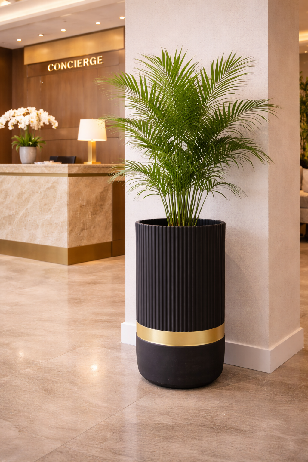 Tall Cylindrical Planter - Black view 2