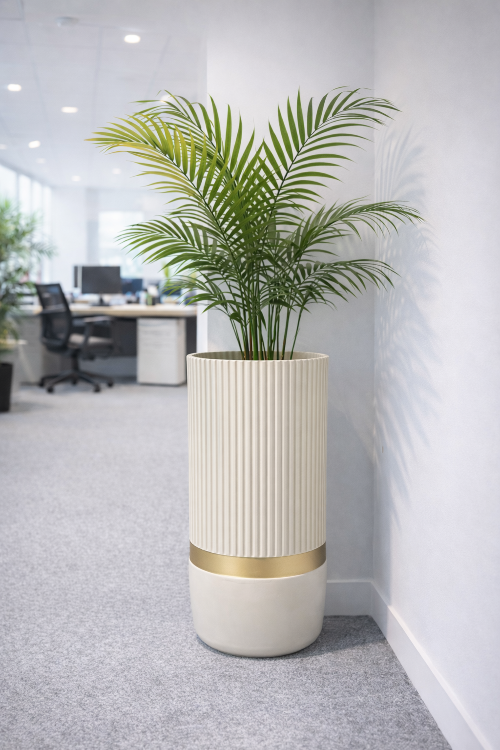 Tall Cylindrical Planter - White