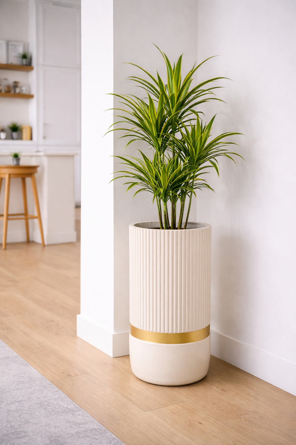 Tall Cylindrical Planter - White view 3