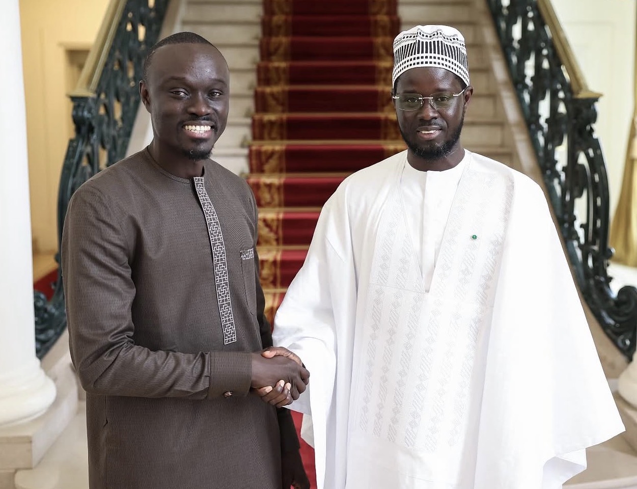 Abdou Karim Ndoye with President Bassirou Diomaye Faye at the Palais présidentiel, Dakar