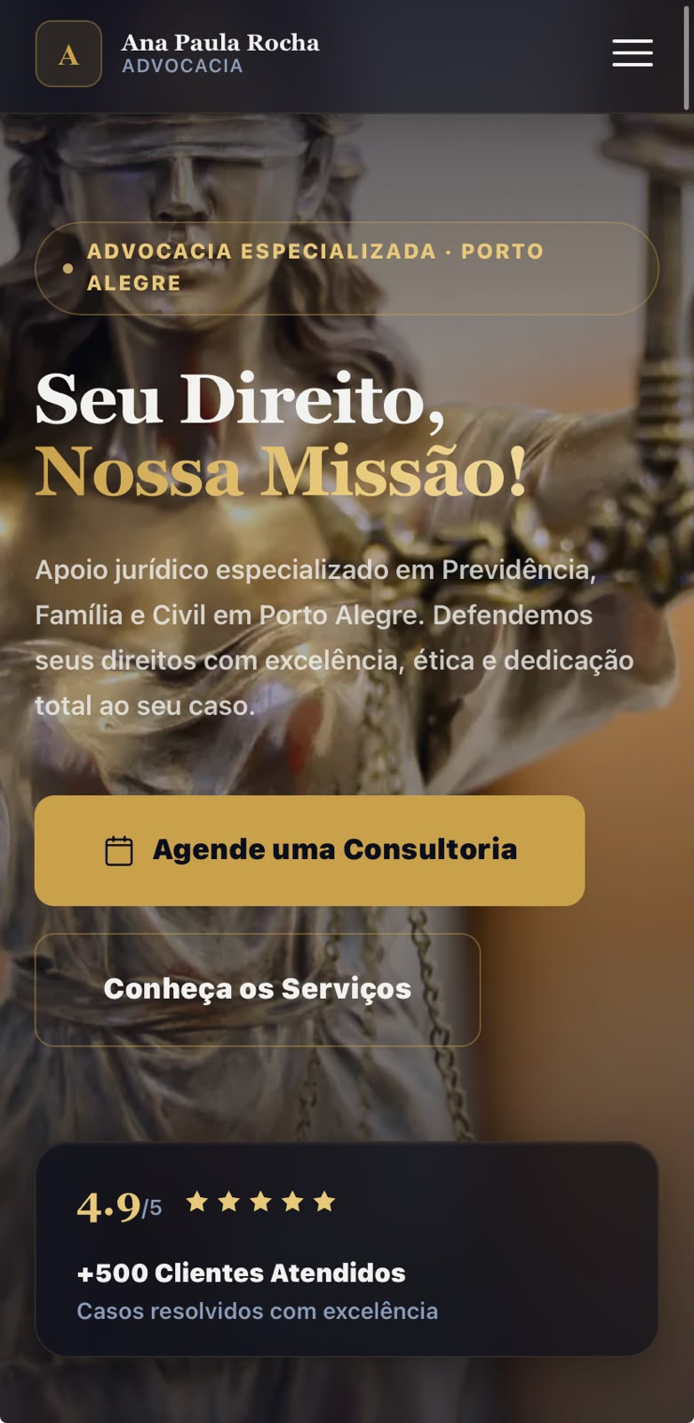 Preview do site anapaularochaadvocacia.siteflowbr.com entregue pela SiteFlow