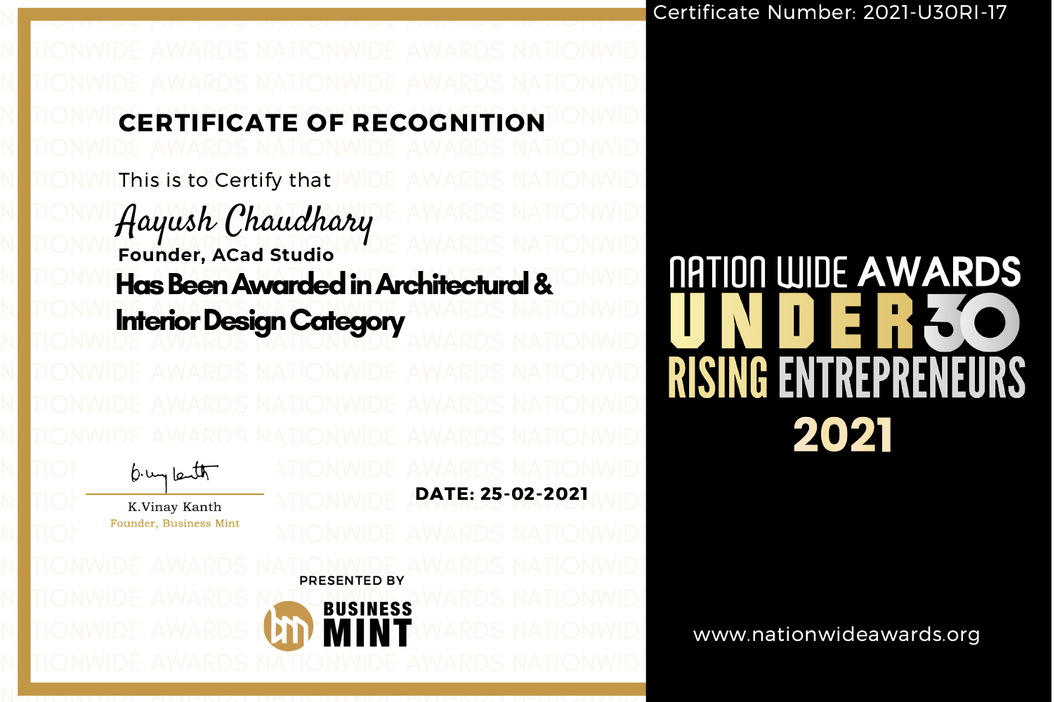 30 Under 30 Award