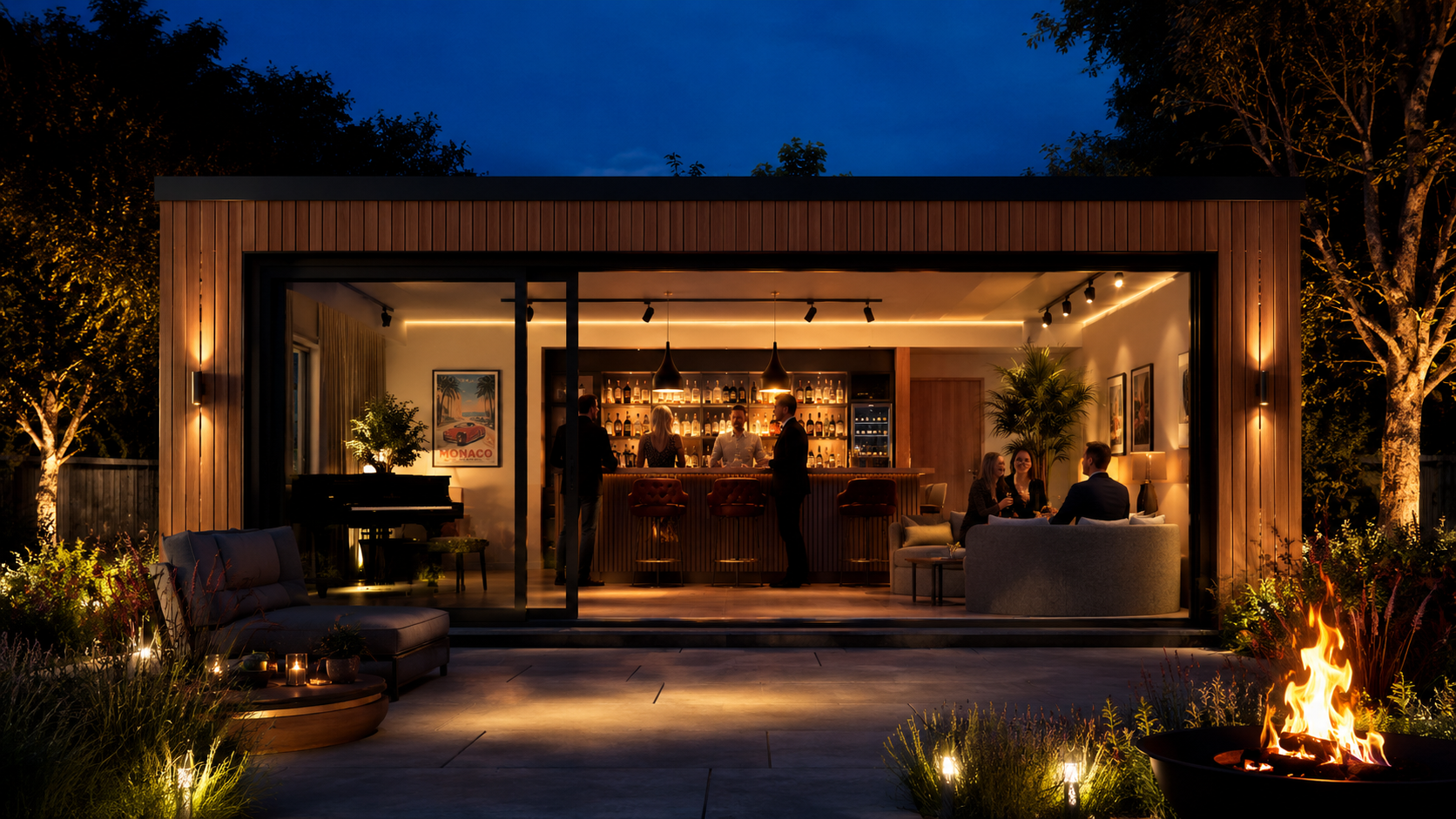 Garden entertainment at twilight