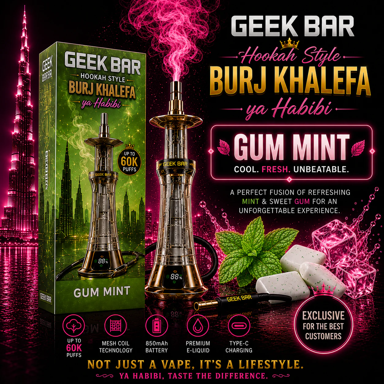 Geek Bar Burj 80K Puffs available at SMOK CITY smoke shop in Morrisville PA