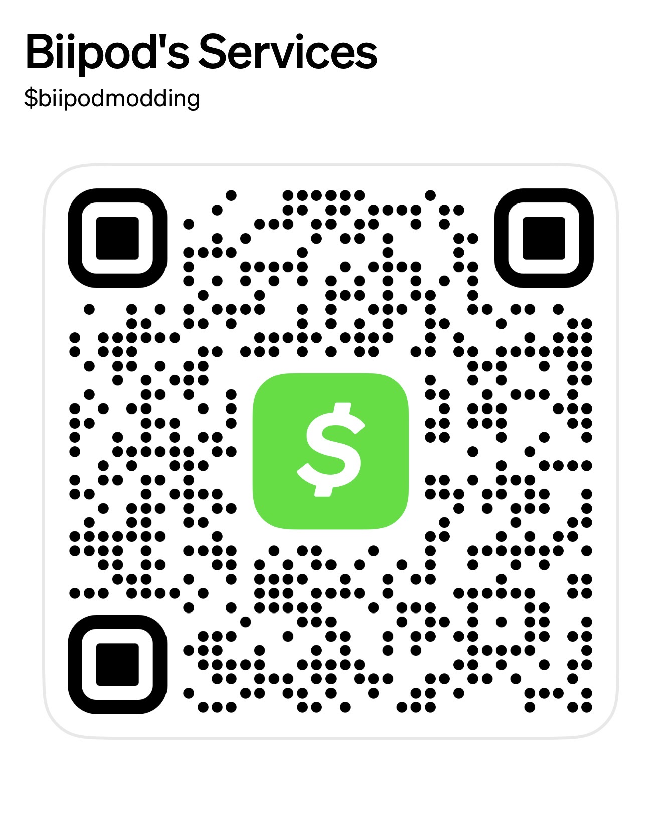 CashApp QR code for $biipodmodding