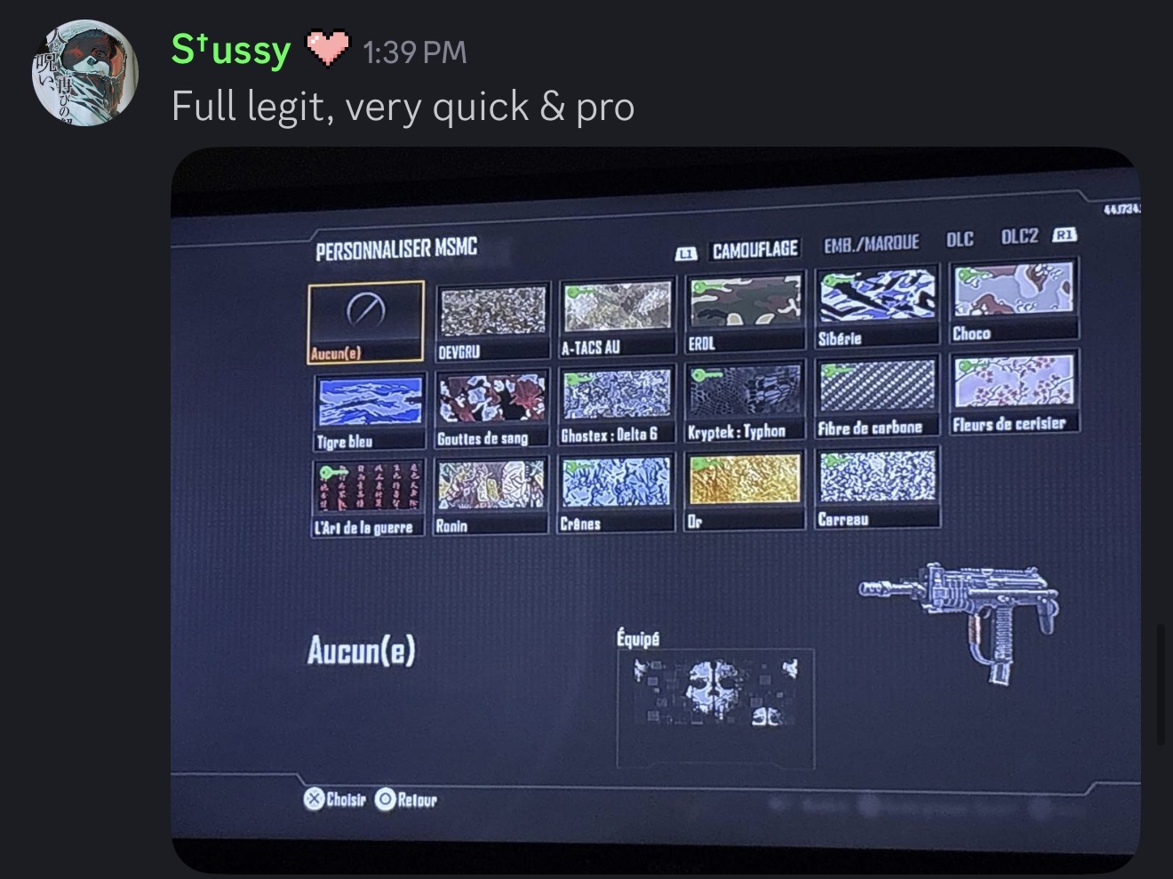 BO2 camo screen Diamond highlighted with SMG