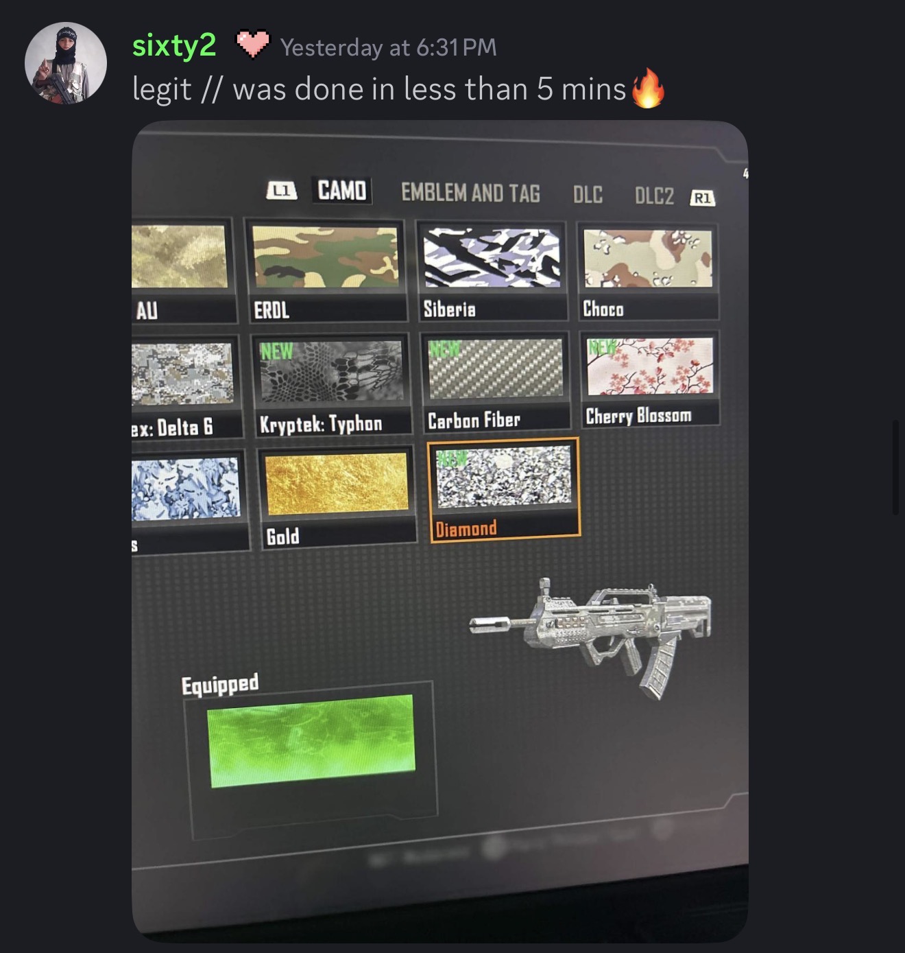 BO2 sniper with Diamond camo unlocked