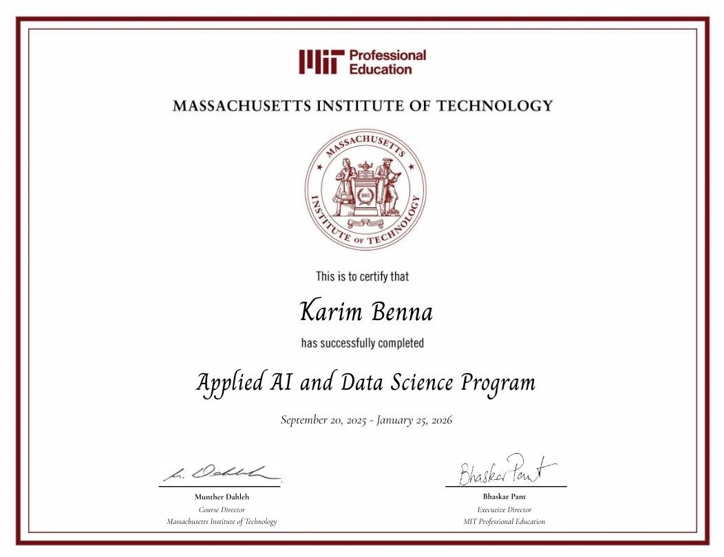 MIT Applied AI & Data Science Program β completed π₯³
