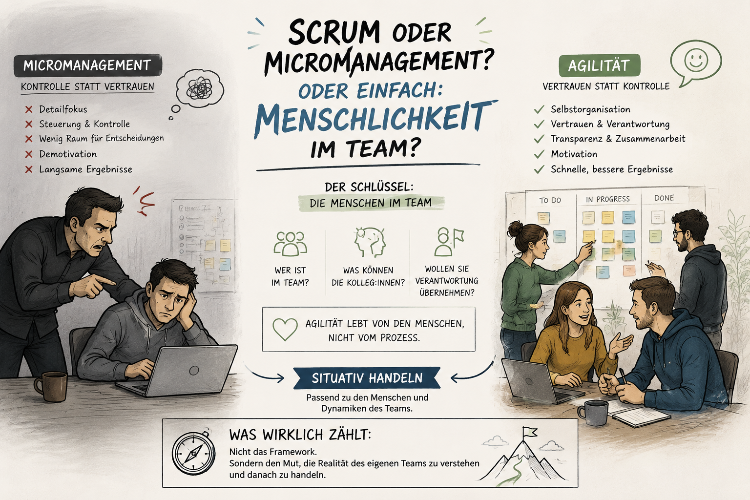 Scrum or Micromanagement? Or simply: Humanity in the Team?
