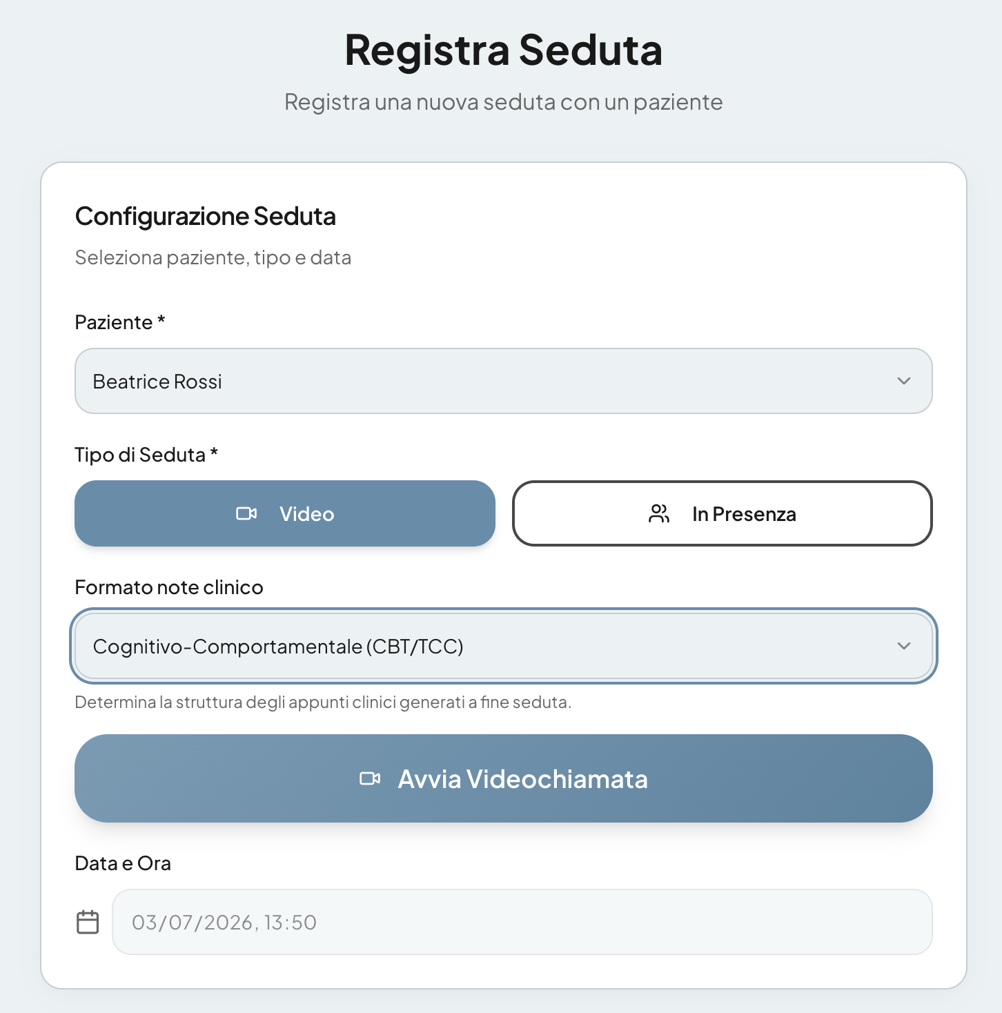 Registrazione seduta in corso