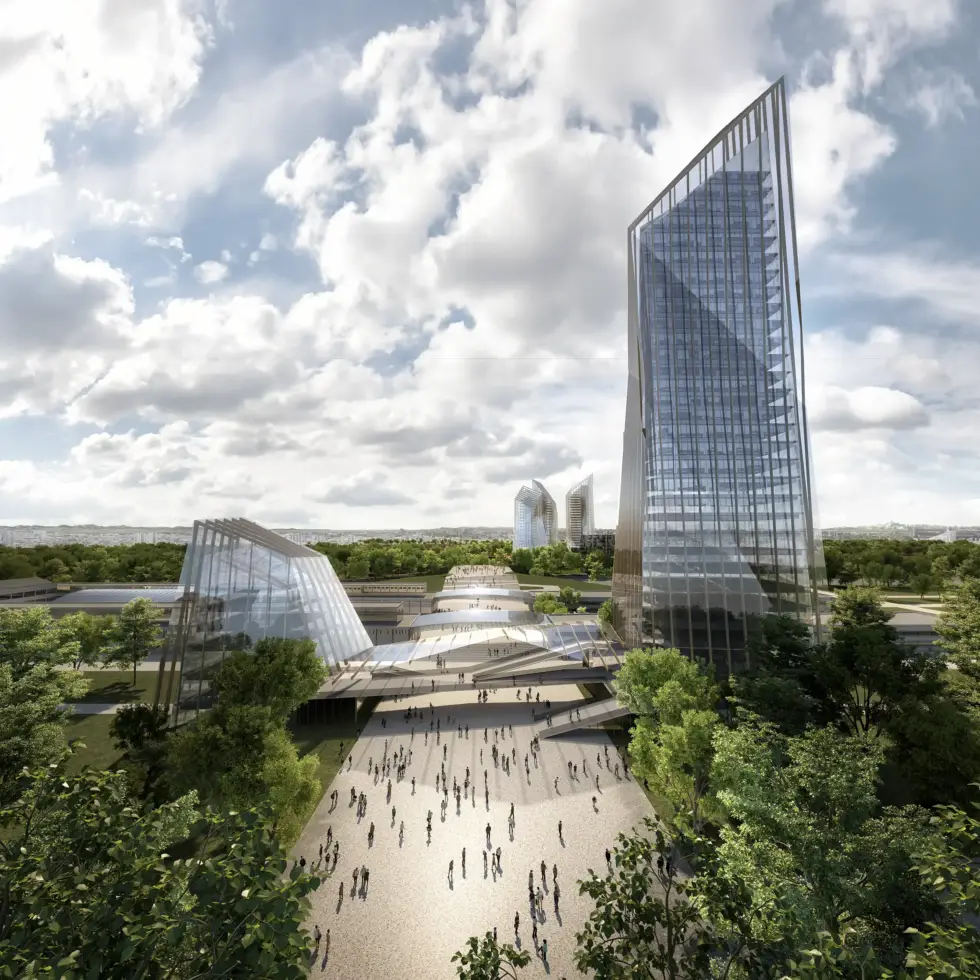 Rendering del nuovo parco urbano di Scalo Farini a Milano