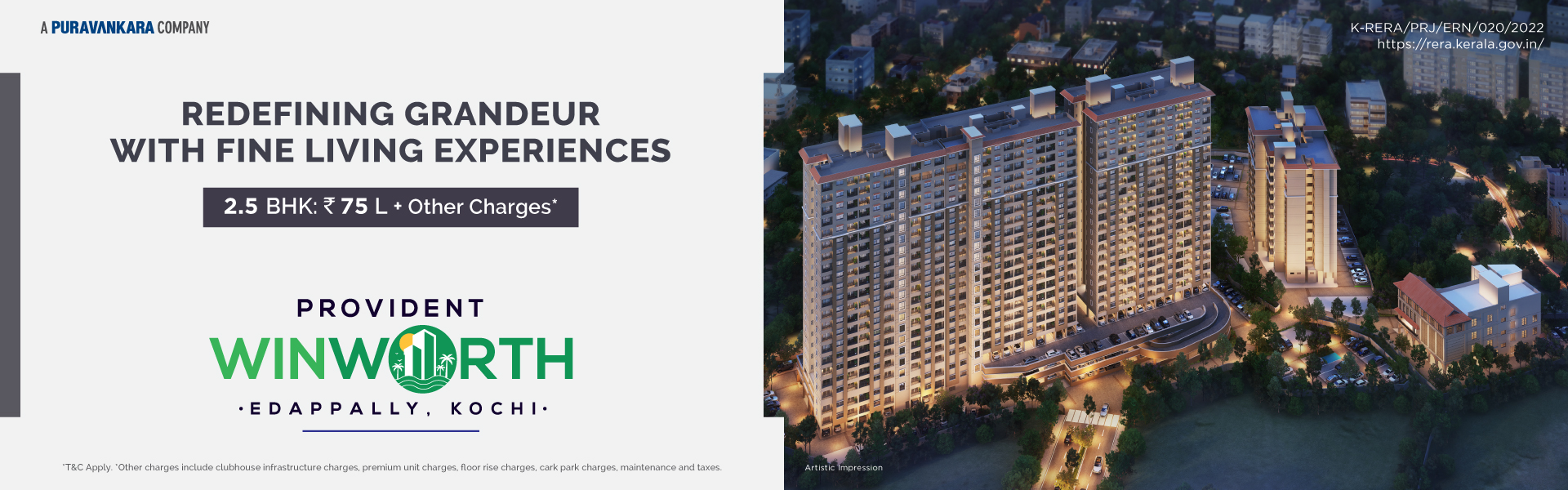 2.5 BHK · Base Price apartment floor plan Purva City Kochi